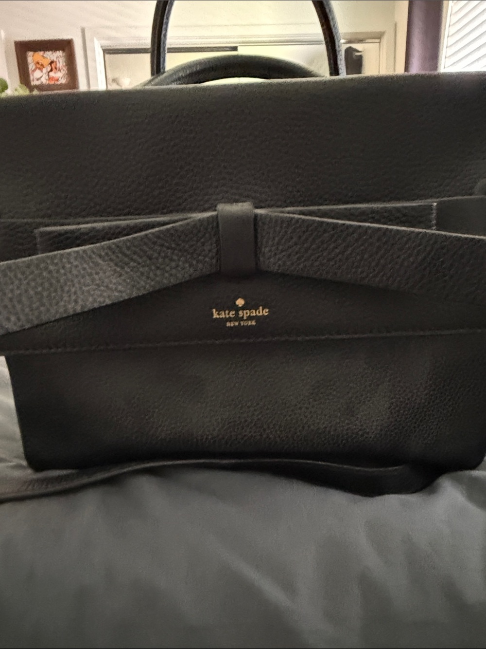 kate spade Black Pebbled Leather Bow Satchel